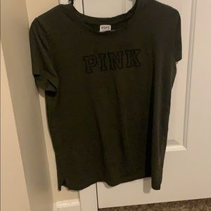 army green t shirt by pink